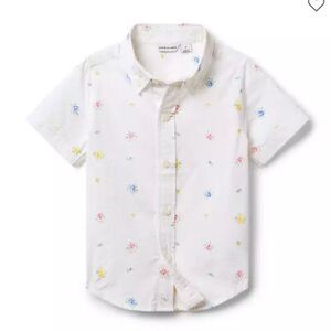 Janie and Jack 100048985 White Floral Seersucker Shirt NWT size 12-18 m